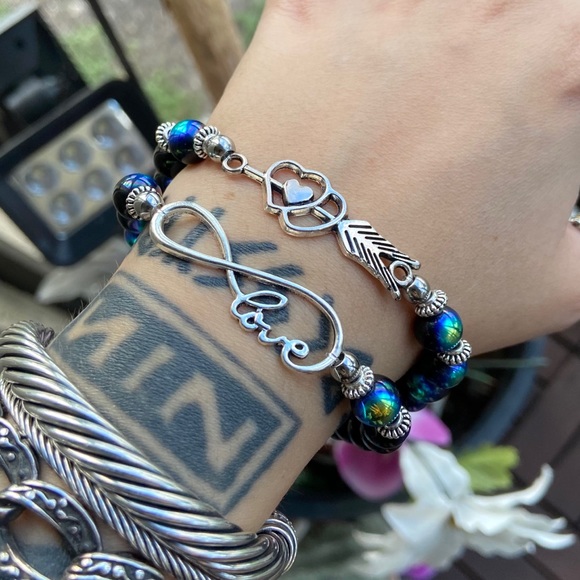 Iridecent beads heart arrow & infinity love set - Picture 9 of 10